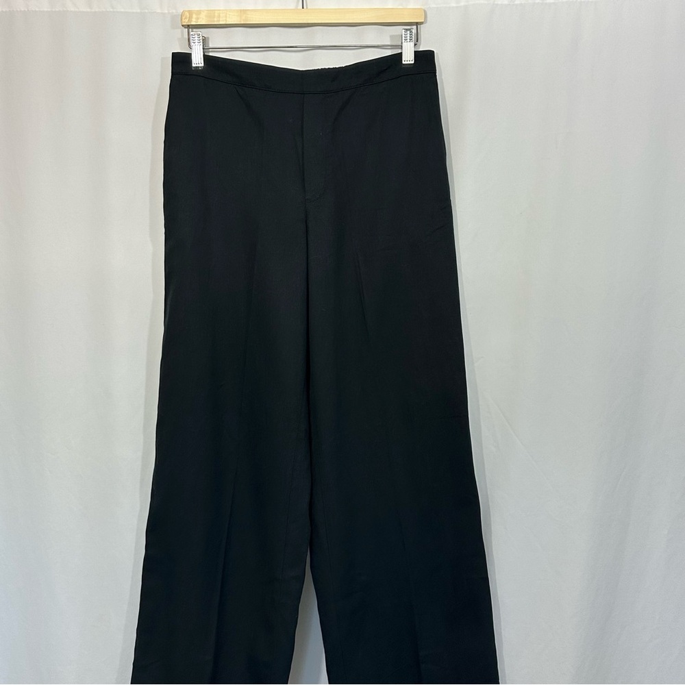 NWT Madewell Pull On Straight Wide Leg Linen Blend Pants in Drapey Twill Black - Picture 5 of 13